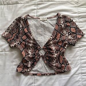 Heart & Hips Snake Skin Crop Top Loop Cut Out